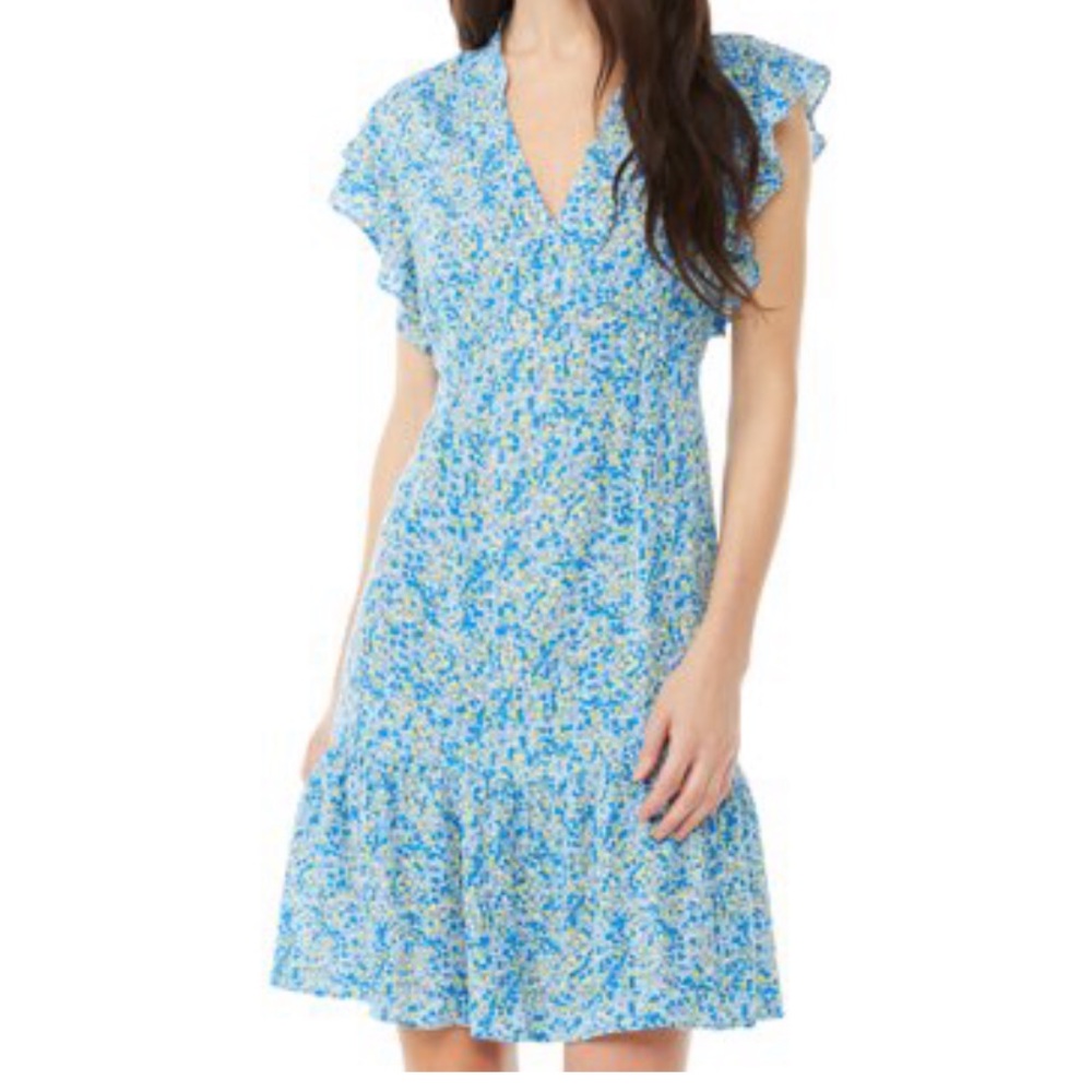 NWOT Scoop NYC Blue, Yellow, and White Floral Dress